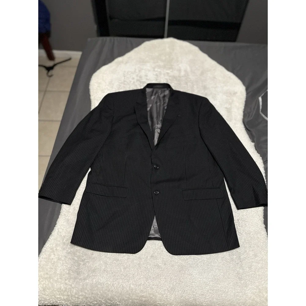 Michael‎ Kors Men's Black Wool Sport Blazer Jacket Size 46R Stripped Classic